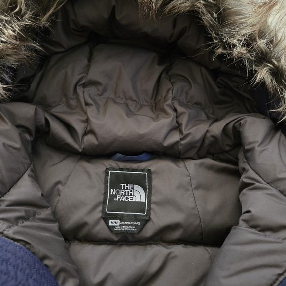 The North Face Women's Belted Hooded Down Puffer Jacket Blue Size M Winter Coat - Picture 10 of 14